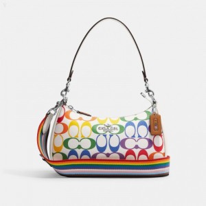 Coach Teri Shoulder Bag In Rainbow Signature Canvas - Women's Shoulder Bags - Silver / Multicolor | LWAO1442