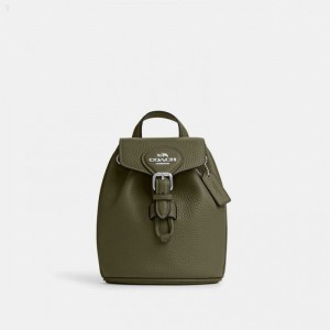 Coach Amelia Convertible Backpack - Women's Backpacks - Silver / Olive | HXYI4555