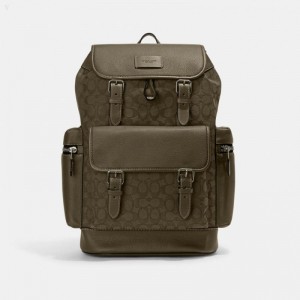 Coach Sprint Backpack In Signature Jacquard - Men's Backpacks - Silver / Olive / Green | HSPG2371