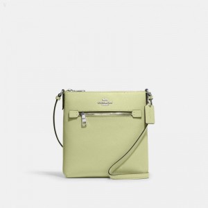 Coach Mini Rowan File Bag - Women's Crossbody Bags - Silver / Pale Light Green | XTGH9696