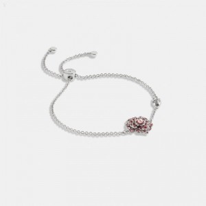 Coach Sparkling Rose Slider Bracelet - Women's Jewelry - Silver / Pink | NQNI0477