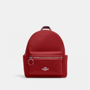 Coach Ellis Backpack - Women's Backpacks - Silver / Red Multicolor | OCBY4526