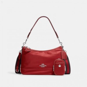 Coach Ellis Shoulder Bag - Women's Shoulder Bags - Silver / Red Multicolor | AWAV4837