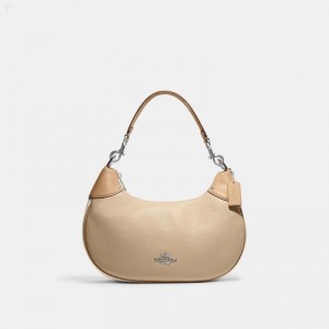 Coach Mara Hobo In Colorblock - Women's Shoulder Bags - Silver / Sandy Beige Multicolor | SMWR8560