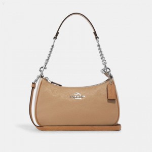 Coach Teri Shoulder Bag In Colorblock - Women's Shoulder Bags - Silver / Sandy Beige Multicolor | GIIV0741