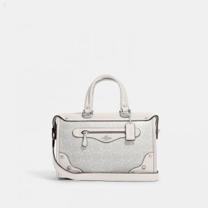 Coach Millie Satchel In Colorblock Signature Canvas - Women's Satchel Bags - Silver / White | YORT9788