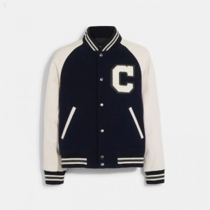 Coach Varsity Jacket - Men's Jackets - Sky Captain / White | IZKG0376