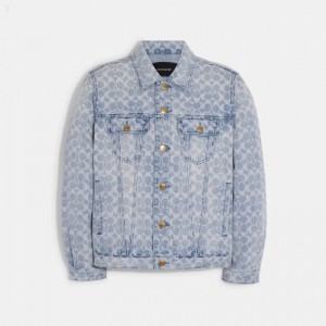 Coach Signature Denim Jacket - Men's Jackets - Stone Wash | BGBV0333