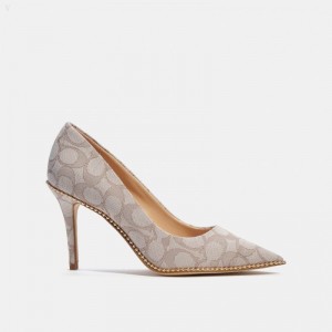 Coach Waverly Pump - Women's Heels - Stone | MXUO0237