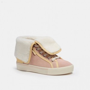 Coach Citysole Foldover High Top Platform Sneaker - Women's Sneakers - Vanilla Cream / Pale Blush | DUNC1214
