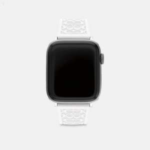Coach Apple Watch® Strap,42 Mm And 44 Mm - Men's Watches - White | IWCK8217