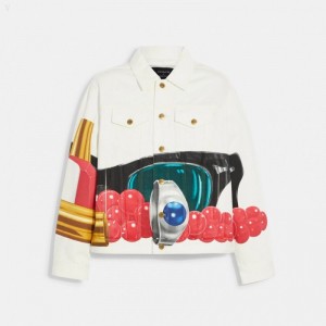 Coach Coach X Tom Wesselmann Denim Jacket - Men's Jackets - White | MFYD0157