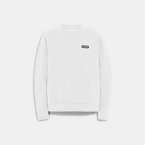 Coach Essential Crewneck In Organic Cotton - Men's Tops - White | KWWK9485