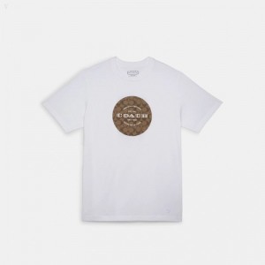 Coach Signature T Shirt - Men's T Shirts - White | CYVQ1182
