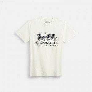 Coach Horse And Carriage T Shirt - Women's T Shirts - White | DPSK5084