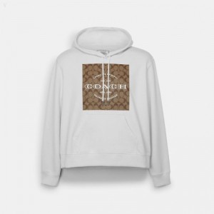 Coach Signature Hoodie - Women's Hoodie - White | JNRP2669